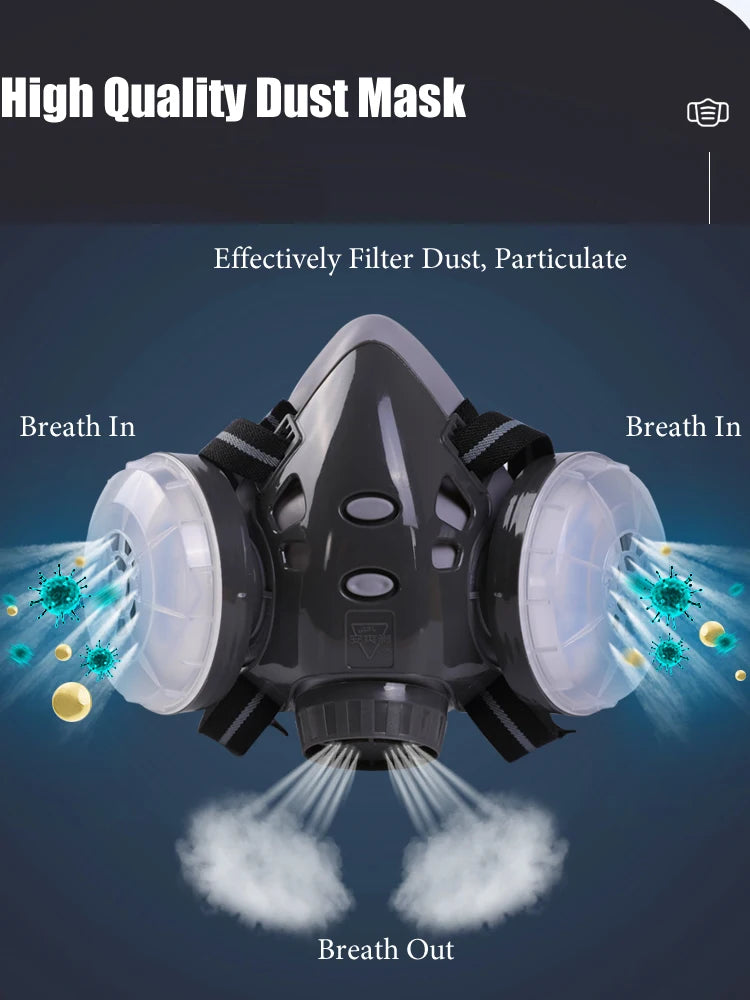 Reusable Half-Face Dust Respirator with Dual Filters