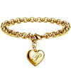Gold Heart Alphabet Charm Bracelet
