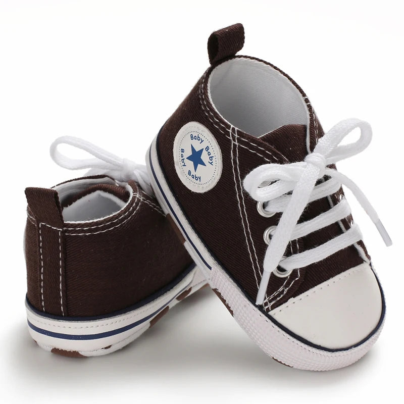 Classic Canvas First Walker Shoes for Babies with Star Print