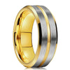 Men's Black Stainless Steel Wedding Band with Double Groove Detail