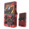 A red R36S retro handheld game console with controls and a screen displayed.