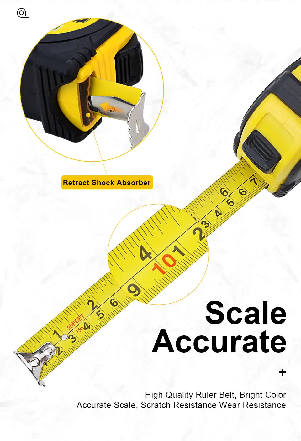 Dual-Scale Retractable Measuring Tape – Metric & Imperial, 3m/5m/7.5m