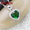 Green Heart Pendant Necklace in Sterling Silver