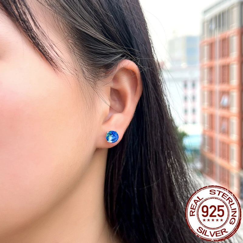8mm Round Cubic Zirconia Stud Earrings in Sterling Silver