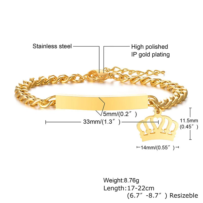 Personalized Stainless Steel Name Bracelet for Baby and Mom