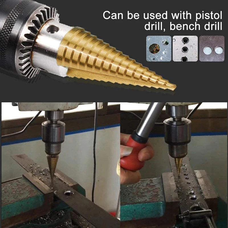 Titanium-Coated Step Drill Bit for Metal and Wood