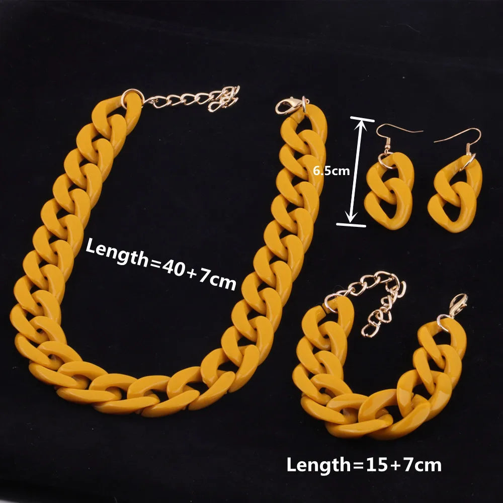 Colorful Acrylic Chain Necklace Set for Women