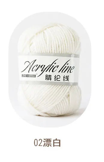 White acrylic line yarn balls for knitting and crochet