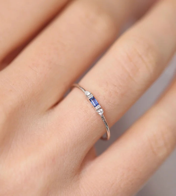 925 Sterling Silver Ring Set with Gemstone Accents