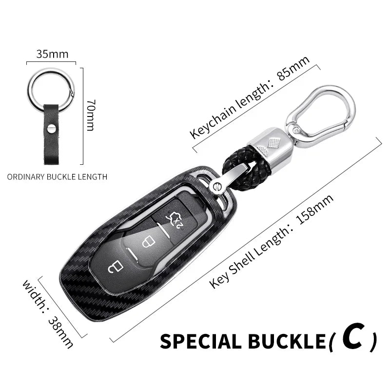 Carbon Fiber Car Key Cover for Ford Models