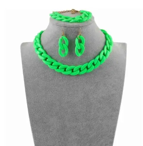 Colorful Acrylic Chain Necklace Set for Women