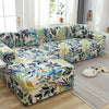 Printed L-Shape Sofa Cover with Elastic Edge