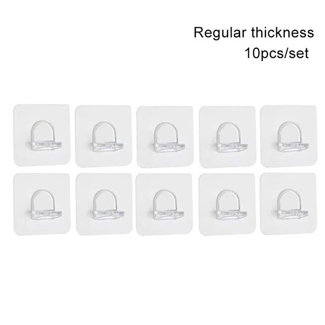 A set of ten regular thickness adhesive shelf support pegs.