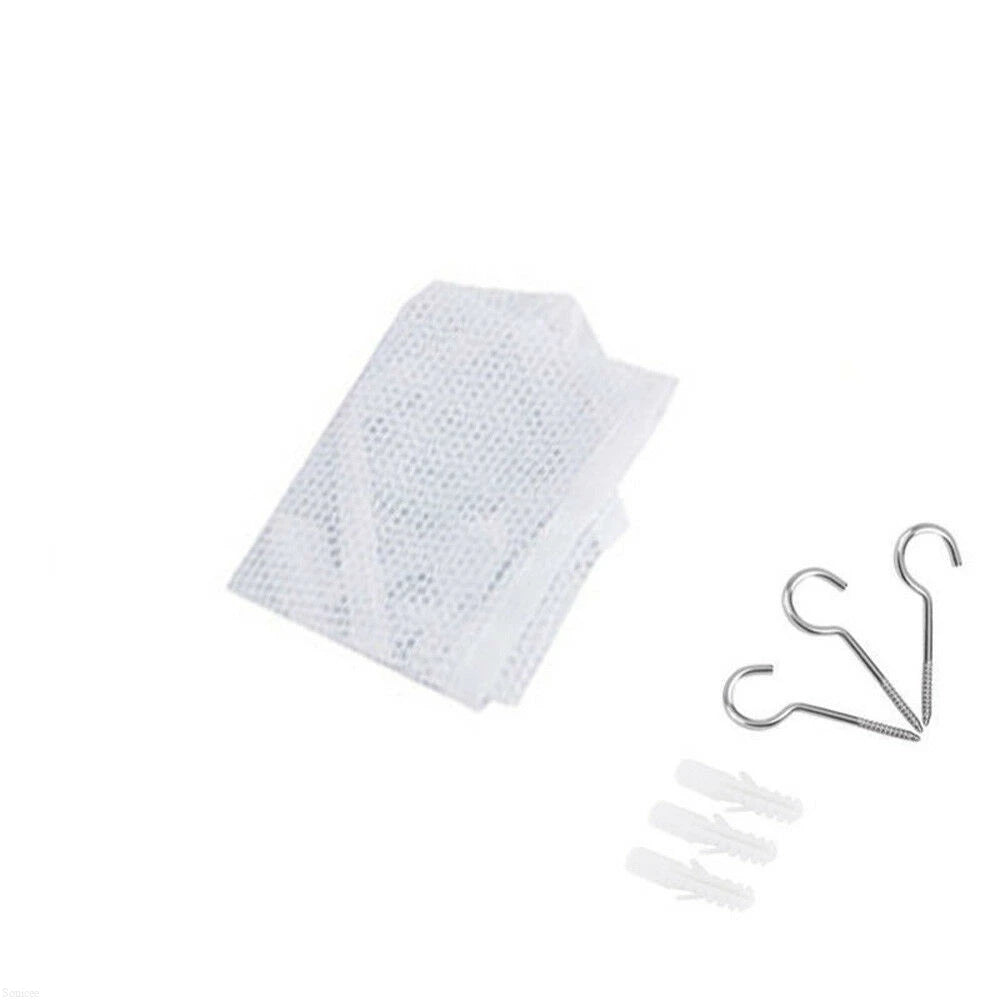 White mesh storage hammock for toys with screw hooks