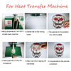 Instructions for using a heat transfer machine to apply iron-on patches onto fabric.