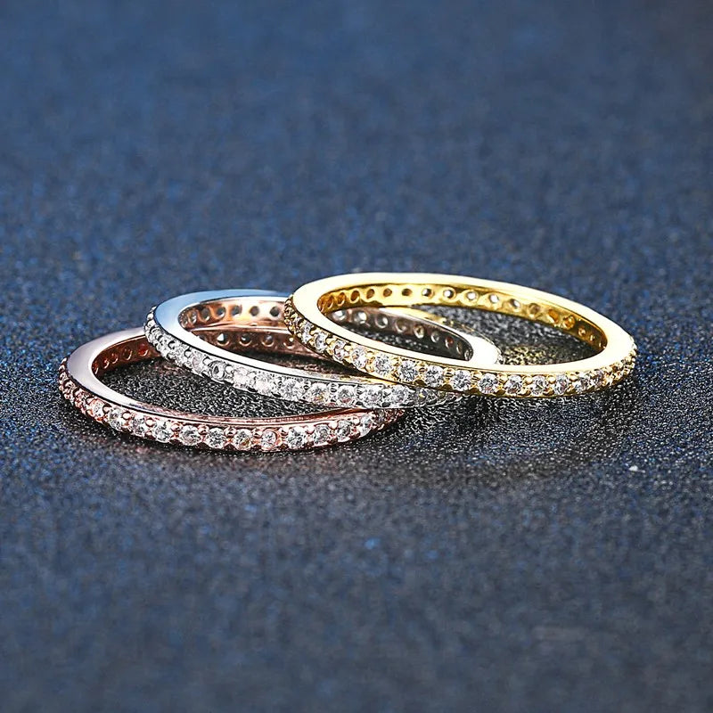 Thin Stackable Eternity Wedding Ring