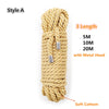 A bundle of natural beige soft cotton rope with a metal head, shown in a twisted style.