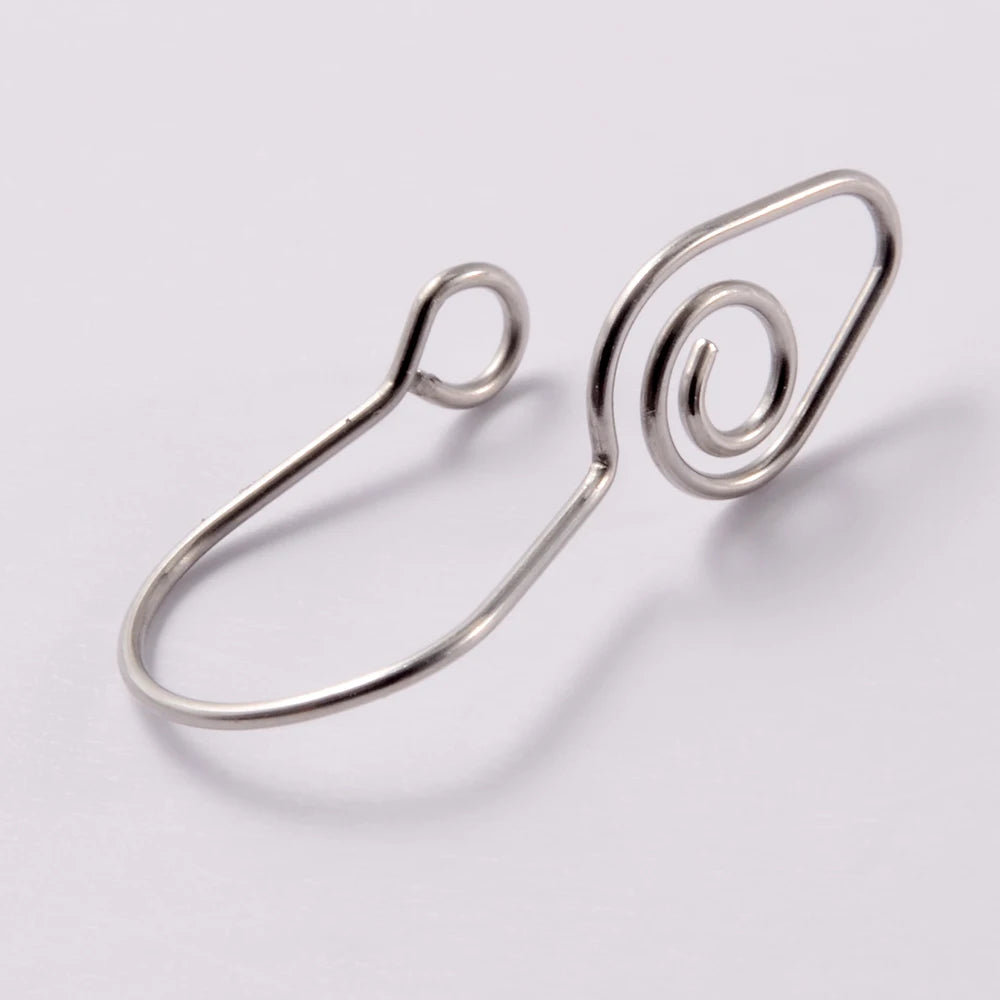A silver spiral non-piercing nose ring made of surgical steel.