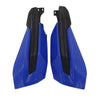 A pair of blue motorcycle handguards with black aluminum alloy mounts.