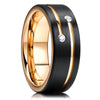 Men's Black Stainless Steel Wedding Band with Double Groove Detail