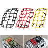 A set of 1/10 scale RC crawler decorations including a shovel, fire extinguisher, and oil drum in black, red, and yellow.