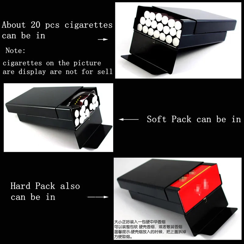 Ultra-Slim Aluminum Cigarette Case with Laser-Engraved Wolf Design