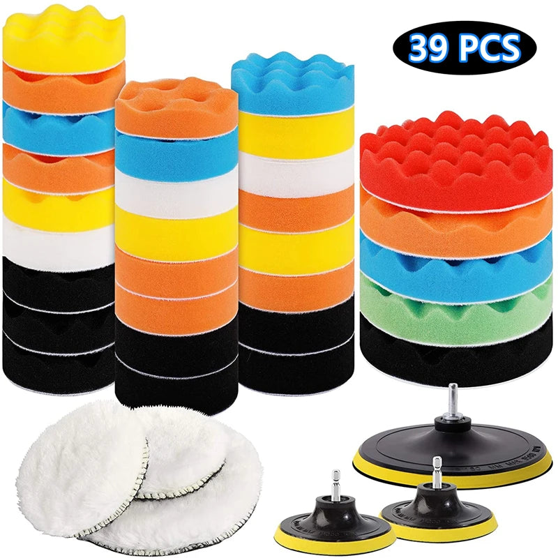 Car Polishing Pad Kit with Drill Adapters