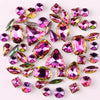 Mixed Shape Glass Rhinestones with Silver Claw Settings
