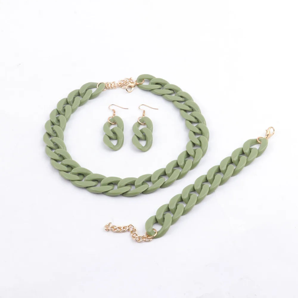 Colorful Acrylic Chain Necklace Set for Women
