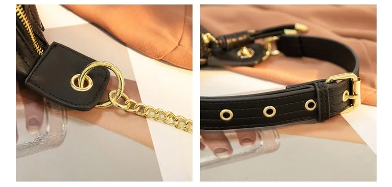 PU Leather Waist Pack with Chain Strap – Hands-Free Crossbody Belt Bag for Women