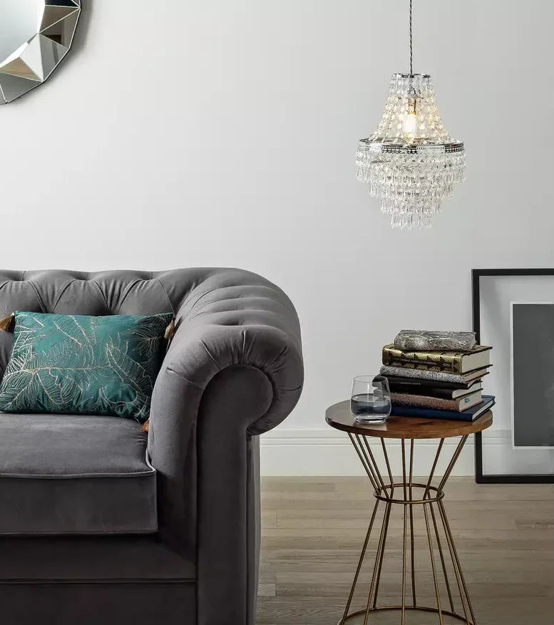 Abat-jour de lampe chromé à 5 étages en perles