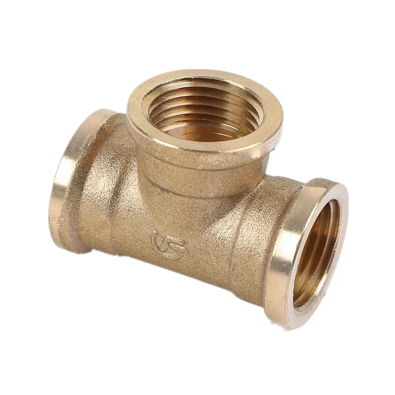 Brass BSP tee pipe fitting for water, oil & gas connections with threaded ports