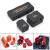 A set of 1/10 scale RC crawler decorations including a shovel, fire extinguisher, and oil drum.
