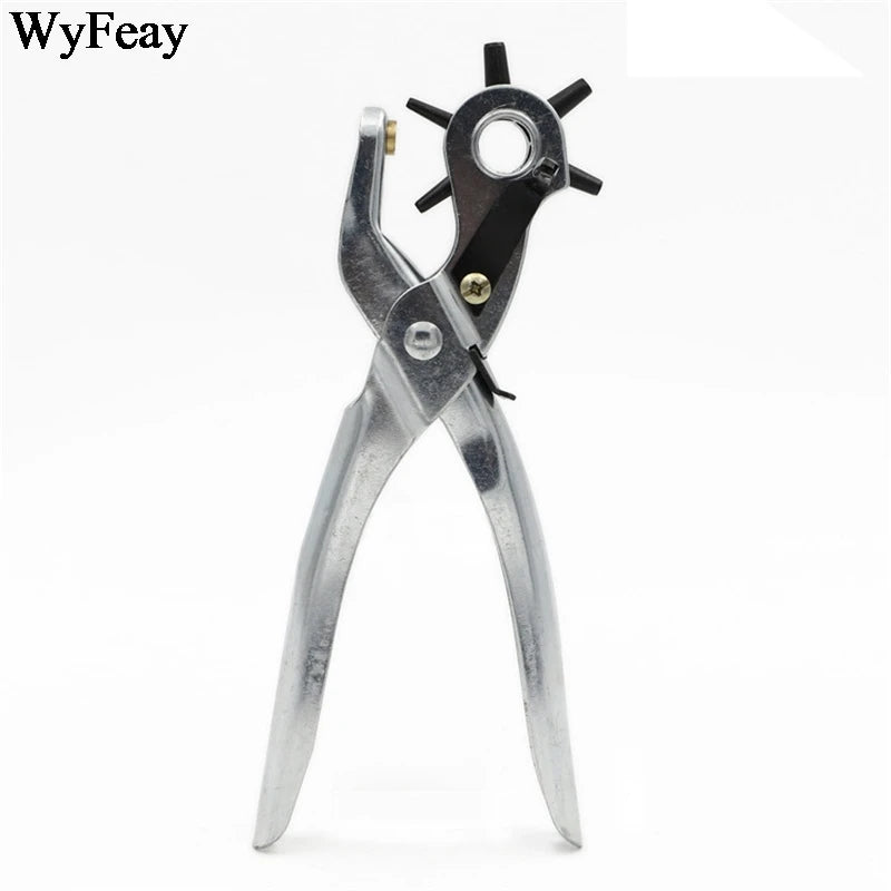 Heavy-Duty Leather Hole Punch Tool with 6 Interchangeable Sizes