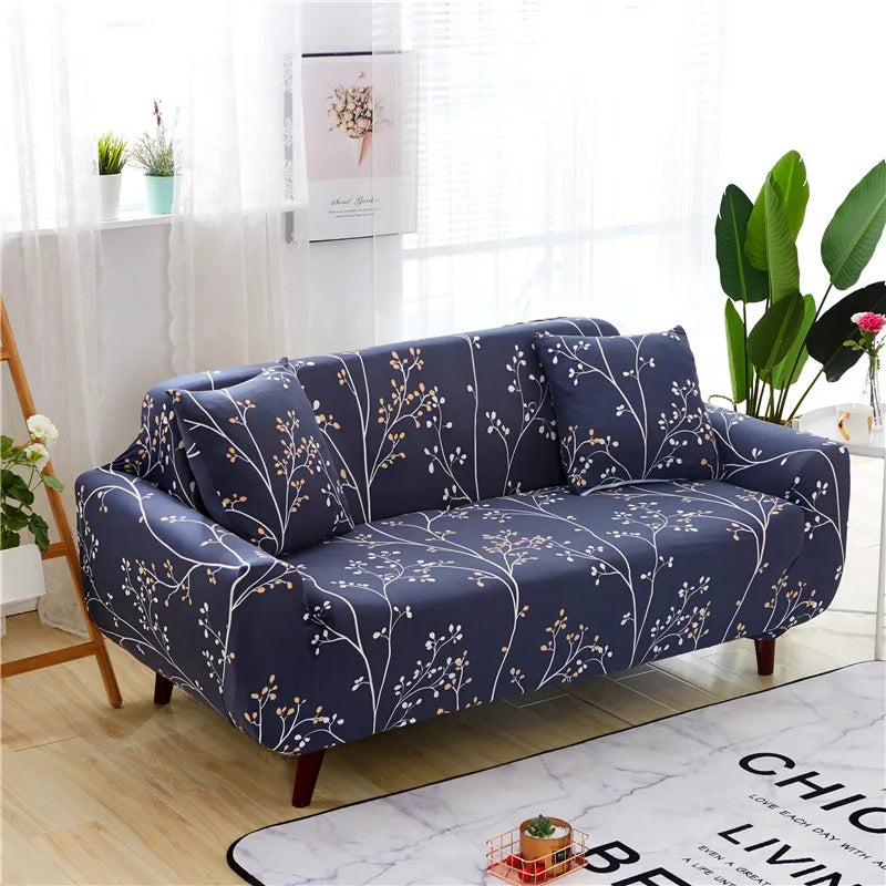 Slip-Resistant Stretch Sofa Cover with Floral Design