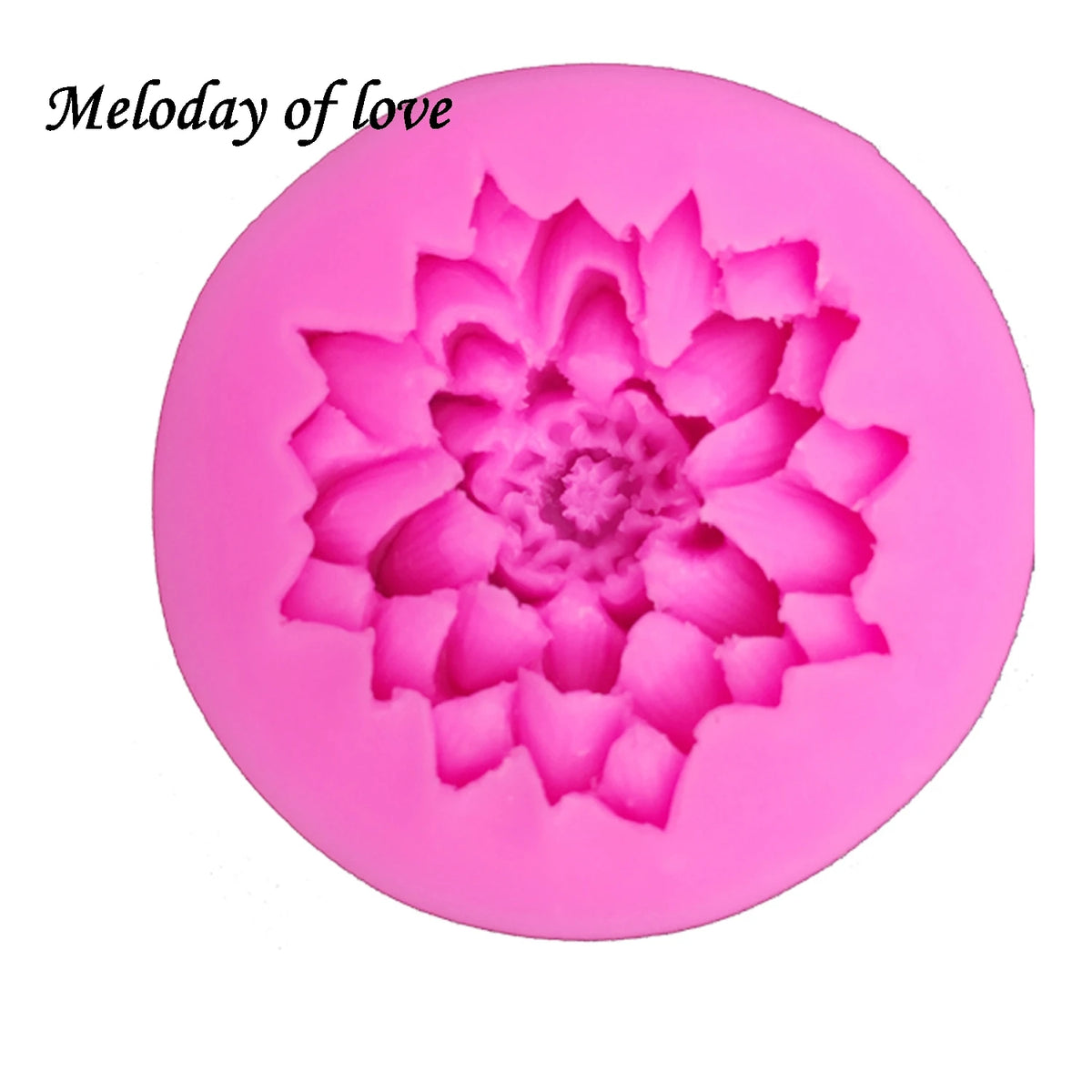 Pink silicone mold shaped like a lotus flower for cake decorating