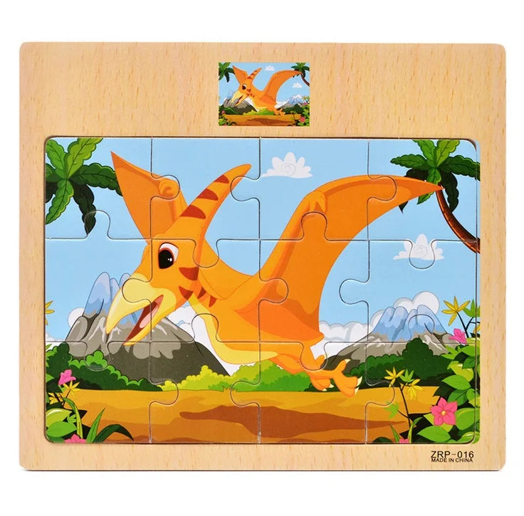 Wooden Vehicle & Animal Puzzle Set for Toddlers