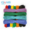 A collection of multi-colored 2mm paracord ropes bundled together for crafting and utility.
