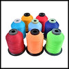 A collection of brightly colored braided polyester rod wrapping thread spools in various shades including orange, red, blue, 