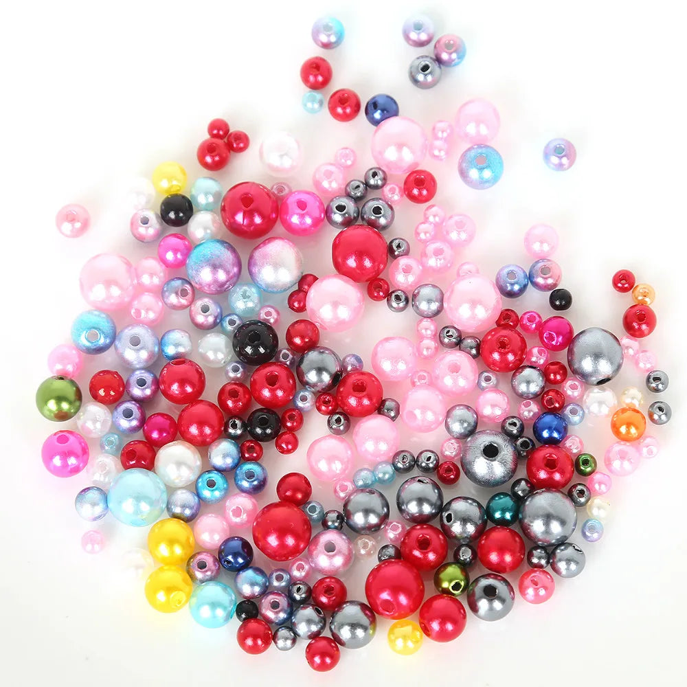 350pcs Mixed Size Acrylic Pearl Beads for Jewelry Making