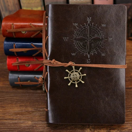 Vintage PU Leather Spiral Journal – Traveler's Notebook with Anchor Design