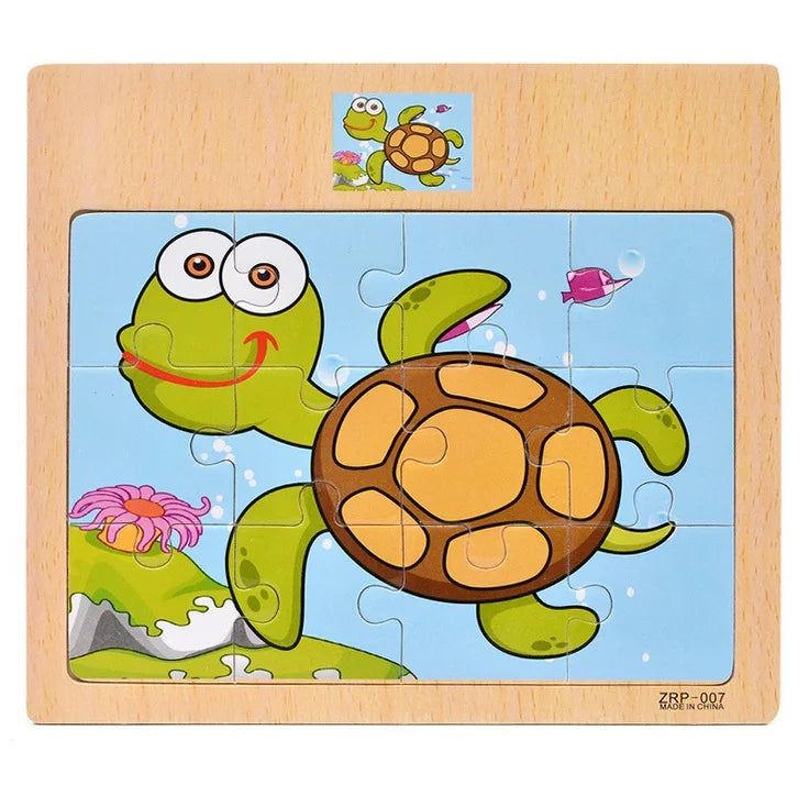 Wooden Vehicle & Animal Puzzle Set for Toddlers