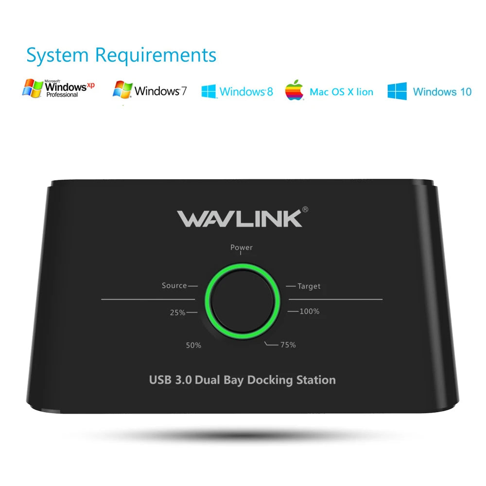 Dual Bay SATA Hard Drive Docking Station with Offline Clone Function