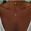 Geometric Teardrop Lariat Necklace with Cubic Zirconia