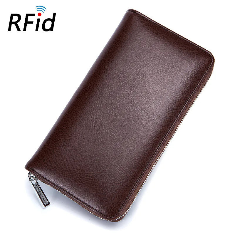 RFID Blocking Genuine Leather Wallet with Phone Case & Coin Purse