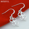 925 Sterling Silver Four-Leaf Clover Drop Earrings
