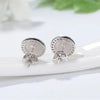 Sterling Silver Round Black Zircon Stud Earrings
