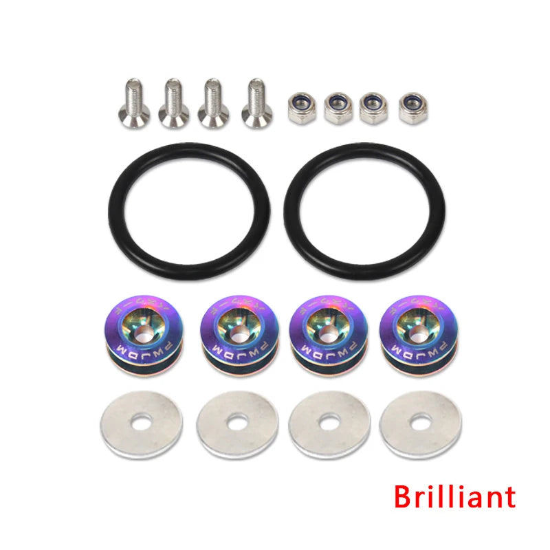 Billet Aluminum Quick Release Fasteners – Black Anodized, Universal Fit