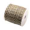 Roll of brown and gray high-visibility reflective paracord rope for camping and DIY projects