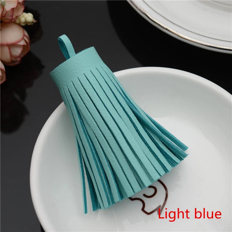 Faux Leather Tassel Fringe Craft Pendants (Set of 5)